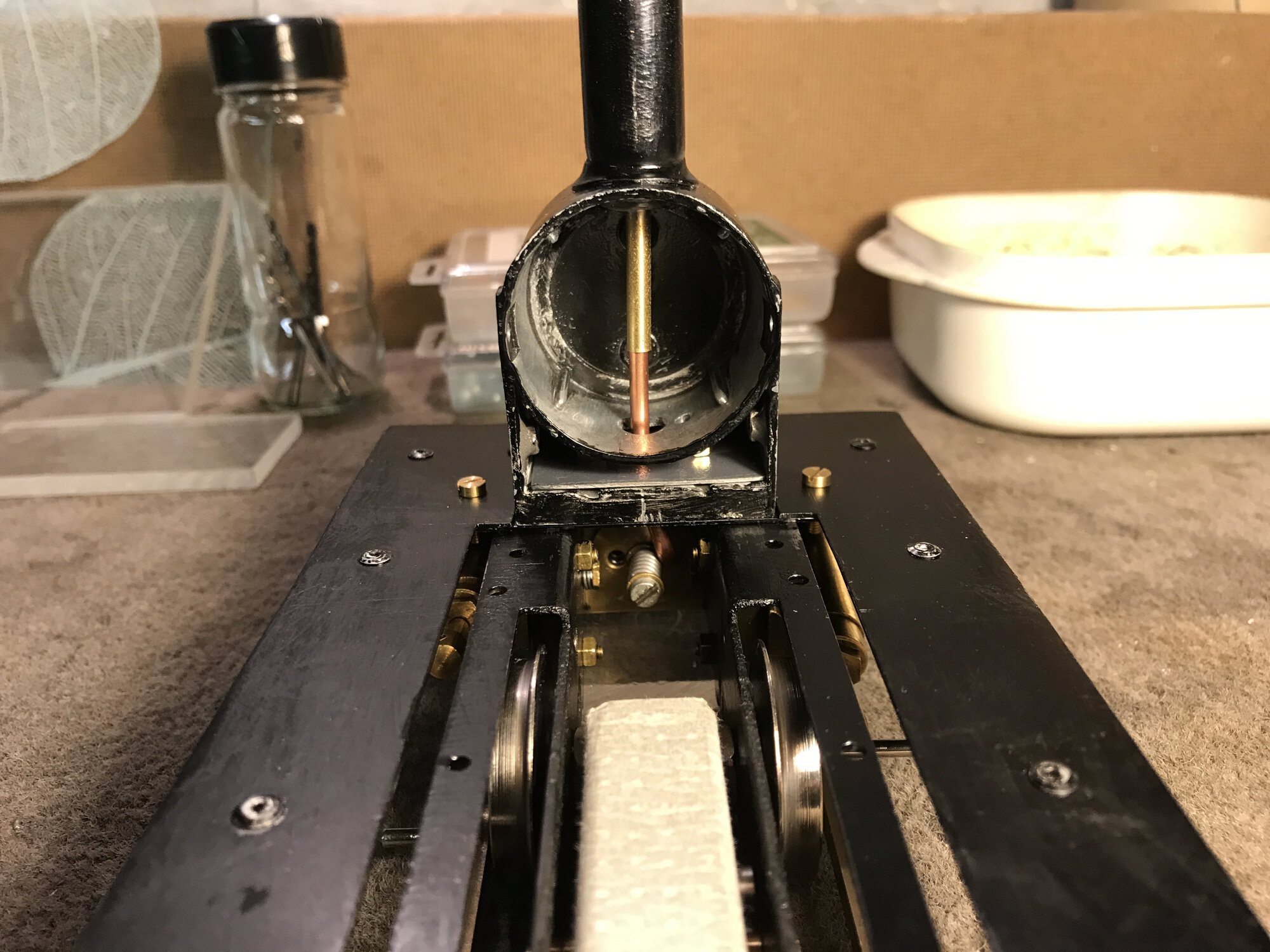 Smokebox and footplating installed on the loco frames