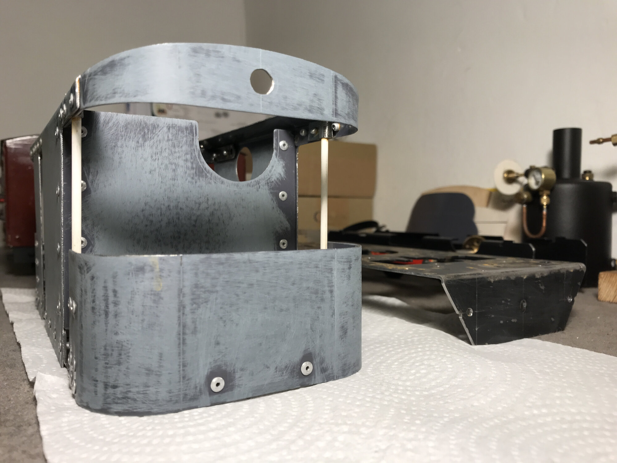 Cab end showing hole for headlamp