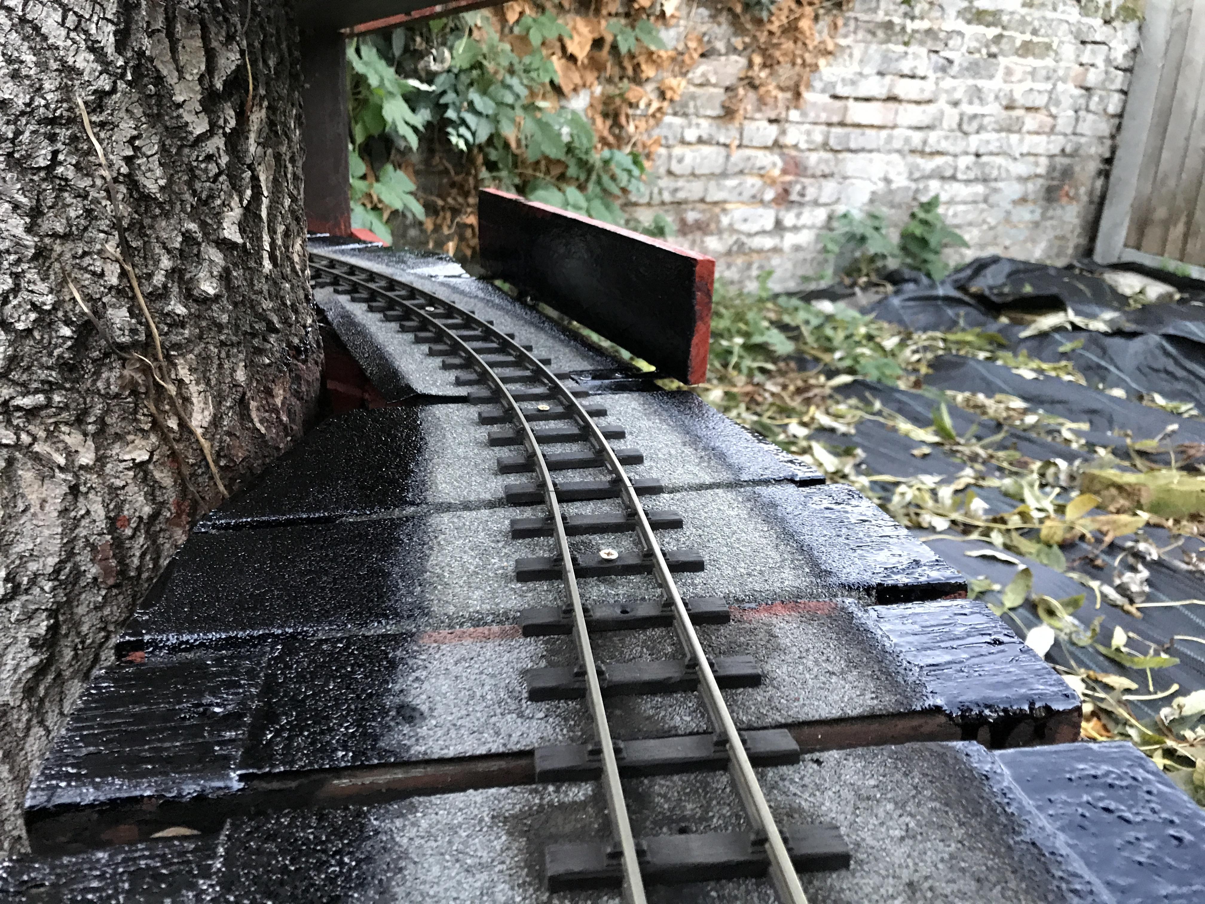 Newly relaid track connected to original route near Four Firs
