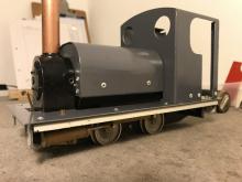 Cab and saddle tank in workshop gray